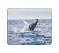 Phayah Whale Above Sea Water Pattern Mouse Pad with Anti-Fray Stitching with Non-Slip Rubber Base, Gaming Mouse Mat for Laptop, Office & Home 10 X 12 Inch
