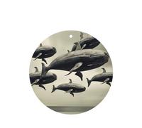 Phayah Whale In The Air Pattern Lavender Scent Car Air Freshener Round Shape Card Hanging Hanging Scented Card 6 Pcs For Cars Closet Drawer