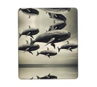 PHAYAH Whale in The Air Pattern Mouse Pads, Portable Wireless Mouse Pad, Non-Slip Rubber Base Laptop Mousepad Smooth Surface for Office & Travel 7.9 X 9.5 in