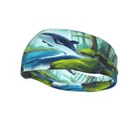 Phayah Whale Swimming in The Forest Pattern Sports Headband Moisture Wicking Sweatband for Men Women Running Cycling Yoga Fitness Workout