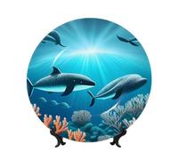 PHAYAH Whales Under The Sea Pattern Bone Porcelain Decorative Plate Durable Smooth And Perfect Decoration For Home, Office And Coffee Shop 6in