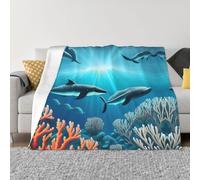 PHAYAH Whales Under The Sea Pattern Ultra-Soft Micro Blanket Flannel Blankets for Couch Sofa Bed Living Room Office Lunch Break 50"X40"