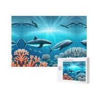 Phayah Whales Under The Sea Puzzles 300 Piece for Jigsaw Puzzle Wooden Puzzle for Family Friend Home Decor Wall Art 15.7 X 11in
