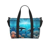 Phayah Whales Under The Sea Travel Duffle Bag Weekender Overnight Gym Tote For Women Girls Shoulder Bag Workout Water Resistant, Black, One Size, Black, One Size
