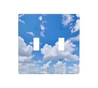 Phayah White Clouds In The Sky Pattern Light Switch Cover Decorative Double Toggle Wall Plate Outlet Cover For Bedroom Living Room 4.5 X 4.5 In