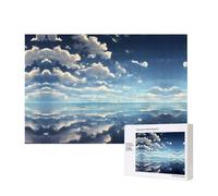 Phayah White Clouds Over The Sea Puzzles 300 Piece for Jigsaw Puzzle Wooden Puzzle for Family Friend Home Decor Wall Art 15.7 X 11in
