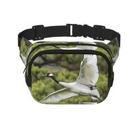 Phayah White Crane Men Women Hip Bum Bag With Adjustable Strap For Outdoors Workout Traveling Casual Running Hiking Cycling