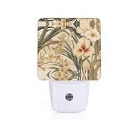 Phayah White Flowers Pattern Night Light Lamp with Dusk to Dawn Sensor Led Lamp for Corridors Bedrooms Children's Rooms Stairs