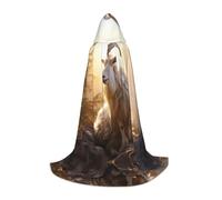 PHAYAH White Goats Pattern Hooded Poncho Unisex Christmas Hoodie For Cosplay Halloween Costume Party Masquerade, Black, Large