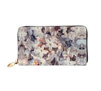 PHAYAH White Lilacs Pattern Wallet Women Leather Wallet Credit Card Holder Clutch Long Ladies Billfold