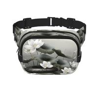Phayah White Lotus Flower Men Women Hip Bum Bag With Adjustable Strap For Outdoors Workout Traveling Casual Running Hiking Cycling