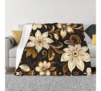 PHAYAH White Seven Petal Flower Pattern Flannel 80"X60" Soft Fleece Blanket All Seasons Warm Blanket for Bedding Sofa and Trave