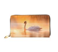 PHAYAH White Swan On Lake Pattern Wallet Women Leather Wallet Credit Card Holder Clutch Long Ladies Billfold