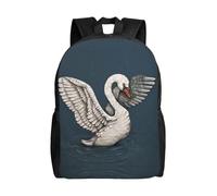 PHAYAH White Swan Pattern Casual Shoulders Classical Basic Travel Backpack Travel And Outdoor Activities