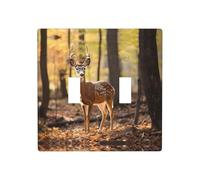 Phayah White-Tailed Deer Pattern Double Light Switch Cover Plates Decorative Wall Plate Double Toggle Lightswitch Cover