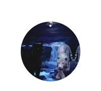 Phayah White Tiger And Black Panthers Pattern Lavender Scent Car Air Freshener Round Shape Card Hanging Hanging Scented Card 4 Pcs For Cars Closet Shoe