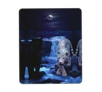 Phayah White Tiger and Black Panthers Pattern Mouse Pad with Non Slip Rubber Base Gaming with Stitched Edge, Mousepad for Laptop, Computer, Office 7 X 8.6 in