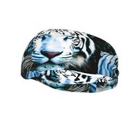 Phayah White Tiger With Blue Eyes Pattern Headbands Women Men Sweatband Sports Headband For Running, Cycling, Yoga Gym, Working Out