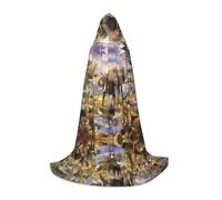 PHAYAH Wild Animals Pattern Adult Hooded Cloak For Masquerade Cosplay Halloween Witch Cloak Christmas Party Robe M
