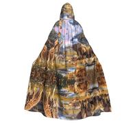 PHAYAH Wild Animals Pattern Halloween Witch Witchcraft Hooded Robe Cape Christmas Hoodie Cosplay Masquerade Party Dress Gift Costume