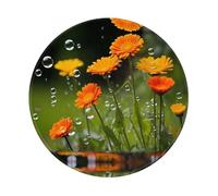PHAYAH Wild Chrysanthemums Pattern, Round Mouse Pad Waterproof Non-Slip Rubber Base Desktop Protection Mat Diameter 7.9 in