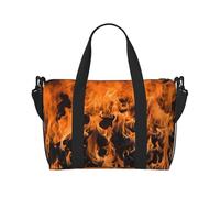 Phayah Wildfire Burning Travel Duffle Bag Weekender Overnight Gym Tote For Women Girls Shoulder Bag Workout Water Resistant, Black, One Size