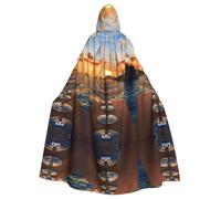 PHAYAH Wine Glass In The Sunset Pattern Adult Hooded Cloak For Masquerade Cosplay Halloween Witch Cloak Christmas Party Robe