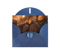 PHAYAH Wine Oak Container Pattern Blank Greeting Cards 10 With Blue Envelopes For Christmas, Wedding Anniversaries And Party Invitations