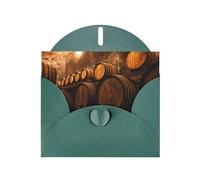 PHAYAH Wine Oak Container Pattern Blank Greeting Cards 10 With Dark Green Envelopes For Christmas, Wedding Anniversaries And Party Invitations