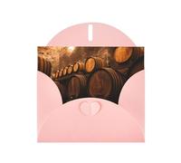 PHAYAH Wine Oak Container Pattern Blank Greeting Cards 10 With Pink Envelopes For Christmas, Wedding Anniversaries And Party Invitations