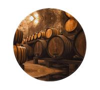 PHAYAH Wine Oak Container Pattern Round Mouse Pad For Desk Wireless Mouse Laptop Gaming Computer Travel Work Office Supplies 7.9 X 7.9 In