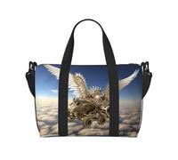 Phayah Wings Metal Carriage Travel Duffle Bag Weekender Overnight Gym Tote For Women Girls Shoulder Bag Workout Water Resistant, Black, One Size