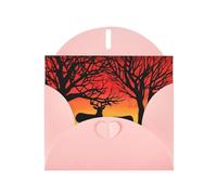 PHAYAH Winter Nature Deer Pattern Holiday Cards 10 And Ideal For Christmas, Wedding Anniversaries And Party Invitations Matching Pink Envelopes