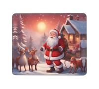 PHAYAH Winter Santa Claus Pattern Mouse Pad with Anti-Fray Stitching with Non-Slip Rubber Base, Gaming Mouse Mat for Laptop, Office & Home 7.9 X 9.5 in