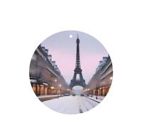 Phayah Winter Scene Eiffel Tower Pattern Lavender Scent Car Air Freshener Round Shape Card Hanging Hanging Scented Card 4 Pcs For Cars Closet Shoe