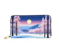 PHAYAH Winter Solstice Landscape Pattern Wallet Women Leather Wallet Credit Card Holder Clutch Long Ladies Billfold