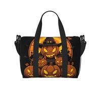 Phayah Wizard Pumpkin Lamp Travel Duffle Bag Weekender Overnight Gym Tote For Women Girls Shoulder Bag Workout Water Resistant, Black, One Size