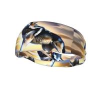Phayah Wolf Growling In The Sky Pattern Headbands Women Men Sweatband Sports Headband For Running, Cycling, Yoga Gym, Working Out
