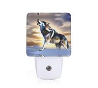 PHAYAH Wolf Growling in The Sky Pattern Night Light Plug-in Led Auto Sensor Night Lamp Dusk-to-Dawn Lamp for Nursery Children Stairs Corridors