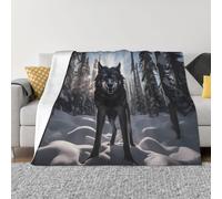 PHAYAH Wolf in Snow Pattern Flannel 50"X40" Soft Fleece Blanket All Seasons Warm Blanket for Bedding Sofa and Trave