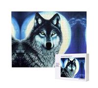 Phayah Wolf Under Moon Puzzles 500 Piece for Jigsaw Puzzle Wooden Puzzle for Family Friend Home Decor Wall Art 20.4 X 15 in