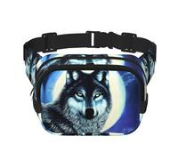 Phayah Wolf Under Moon Waist Pack Bag,Fanny Pack For Men,Women, Workout Traveling Casual Running Hiking Cycling, Bum Bag