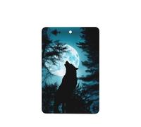 Phayah Wolf Under The Moon Pattern Lavender Scent Car Air Freshener Rectangle Card Hanging Hanging Scented Card 4 Pcs For Cars Closet Drawer