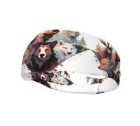 Phayah Wolves and Reindeer Pattern Sports Headband Suitable for Running Yoga Basketball Elastic Moisture Band