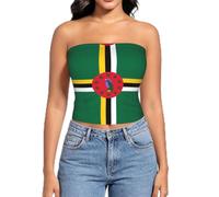 PHAYAH Women Tube Top Summer Strapless Crop Tops Basic Bandeau Going | Flag Of The Commonwealth Of Dominica Print Suitable Suits Jackets Coats Shopping Outings Beaches