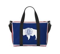 Phayah Wyoming State Flag Travel Duffle Bag Weekender Overnight Gym Tote For Women Girls Shoulder Bag Workout Water Resistant, Black, One Size, Black, One Size
