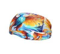 Phayah Yellow Gradient Phoenix Pattern Women Men Athletic Sweatbands Hair Bands for Yoga Running Moisture Elastic Sweat Wicking Head Band