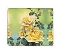 Phayah Yellow Rose Pattern Mouse Pads, Portable Wireless Mouse Pad, Non-Slip Rubber Base Laptop Mousepad Smooth Surface for Office & Travel 7 X 8.6 in