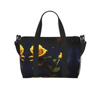 Phayah Yellow Roses Starry Night Crossbody Travel Bag Overnighter Duffel Bags Carry On Size Ideal For School Or Overnight Travel Bag