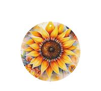 Phayah Yellow Sunflower In Oil Pattern Lavender Scent Car Aroma Round Shape Hanging Fragrance Tablet Car Interior Fragrance Freshener 4p